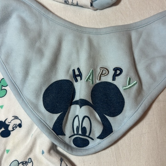Disney Baby - 3 piece Blue and White Footie Set with Hat - Picture 2 of 5